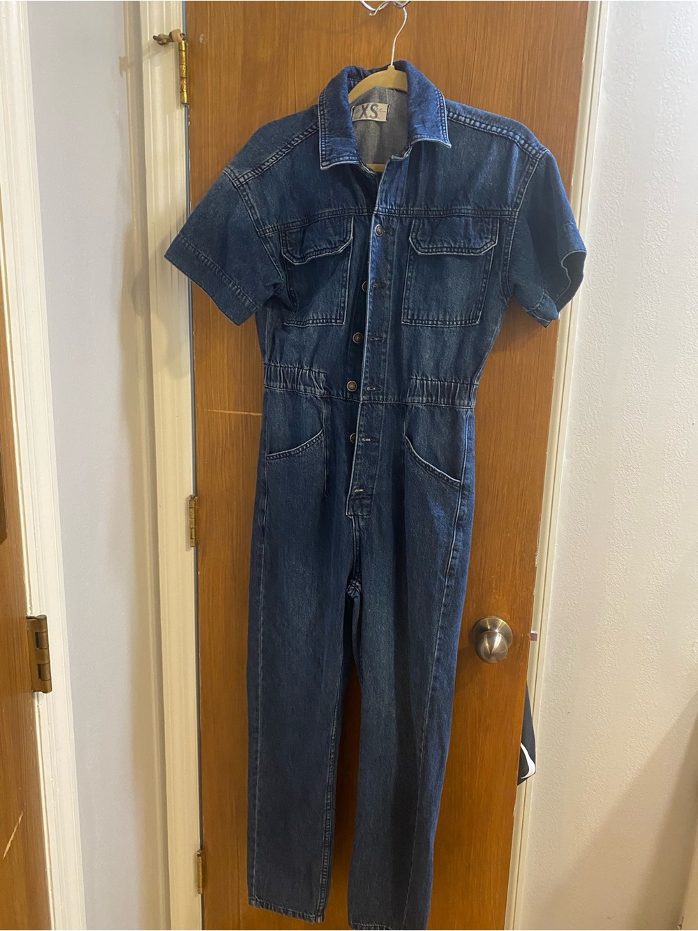 Free People Denim Short-Sleeve women’s Jumpsuit - Blue